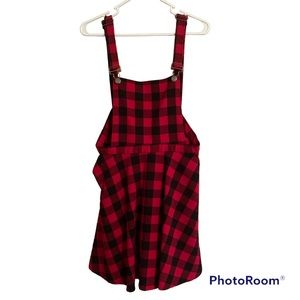 Hot topic plaid overall dress | size Med